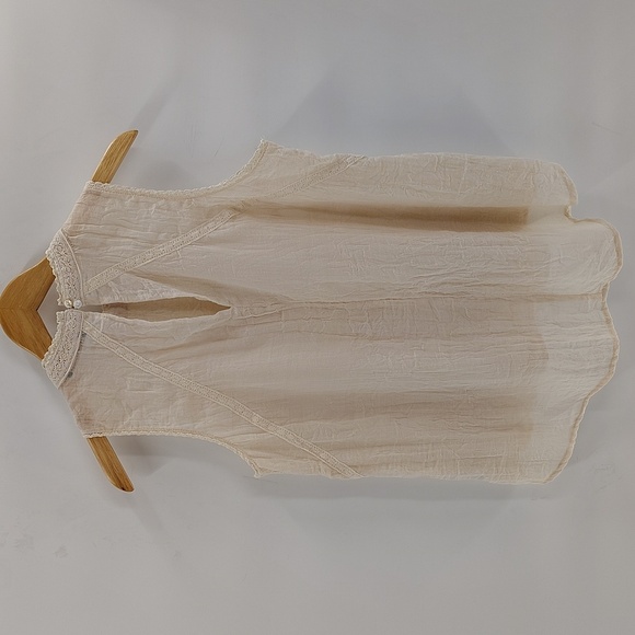 Bluheaven Cream Sleeveless Pullover Size Small Lace Gauze Summer Blouse - Picture 8 of 8